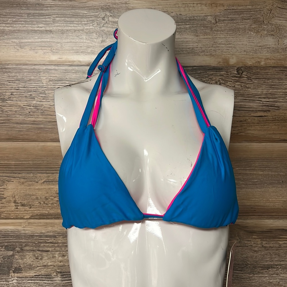 Leg Avenue Spandex Reversible Bikini Top Blue/Pink One Size NWT